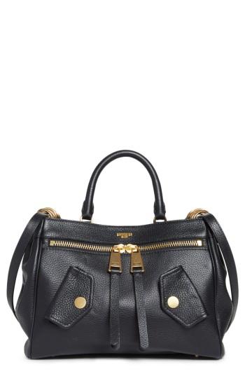 Moschino Grainy B Leather Satchel - Black