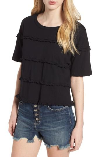 Women's Current/elliott The Claudia Ruffle Tee - Black