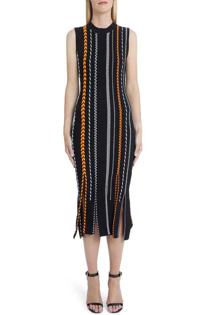 Women's Versace First Line Rib Detail Sheath Dress Us / 40 It - Blue