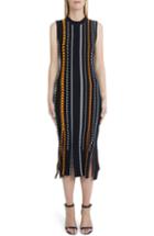 Women's Versace First Line Rib Detail Sheath Dress Us / 40 It - Blue