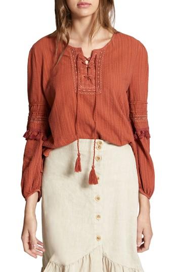 Women's Sanctuary Red Rock Peasant Blouse - Brown