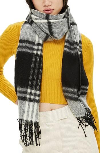 Women's Topshop Check Scarf, Size - Black