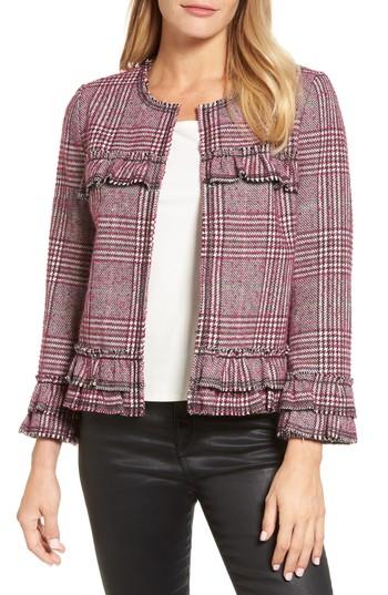 Women's Pleione Ruffle Plaid Jacket - Purple