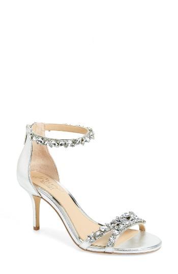 Women's Jewel Badgley Mischka Caroline Embellished Sandal M - Metallic