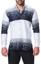 Men's Maceoo Fibonacci Xo Degrade Print Sport Shirt - White