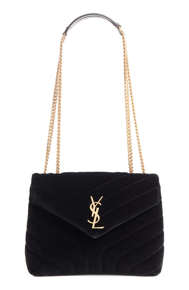 Saint Laurent Small Loulou Velvet Shoulder Bag - Black