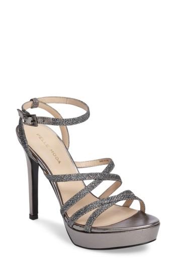 Women's Pelle Moda Metallic Platform Ankle Strap Sandal .5 M - Grey