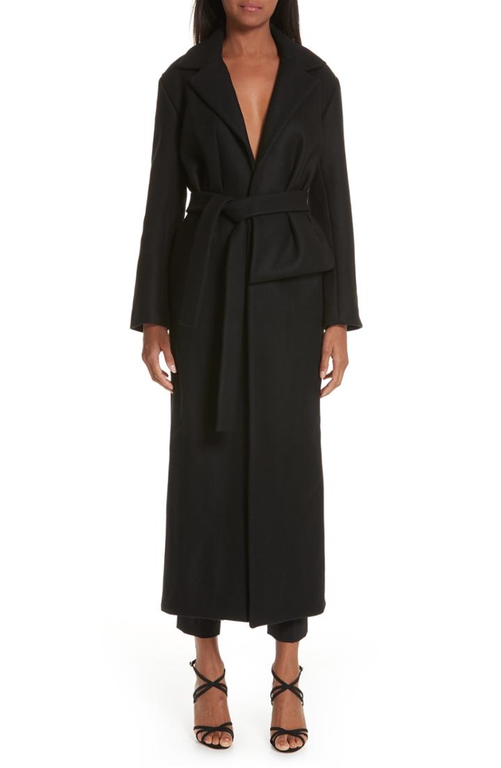 Women's Jacquemus Le Manteau Aissa Belted Wool Blend Coat Us / 36 Fr - Black