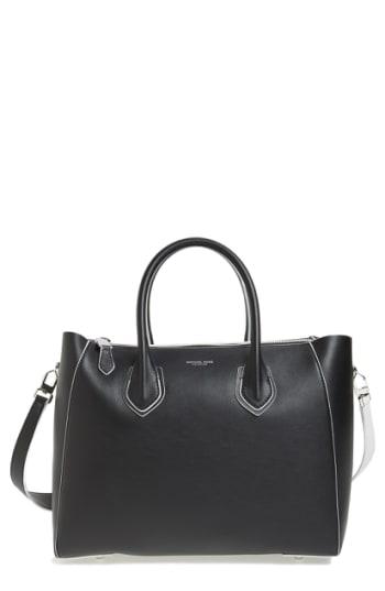 Michael Kors Large Helena Contrast Leather Satchel -