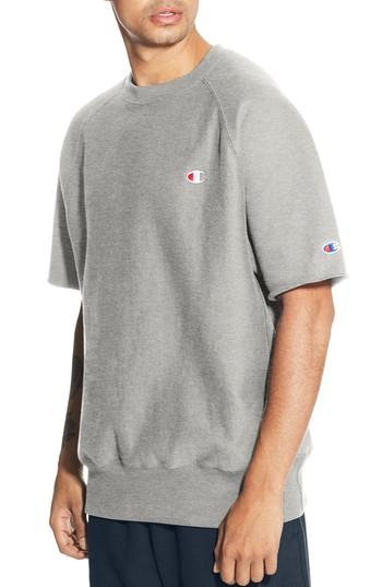 Men's Champion Reverse Weave Short Sleeve Sweatshirt - Grey