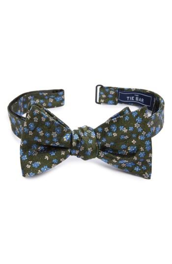 Men's The Tie Bar Freefall Floral Silk Bow Tie, Size - Green