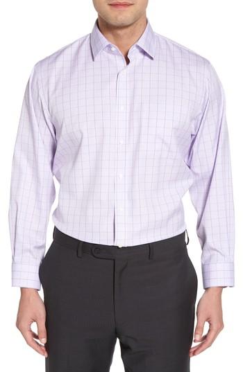Men's Nordstrom Men's Shop Smartcare(tm) Traditional Fit Windowpane Dress Shirt .5 34/35 - Purple