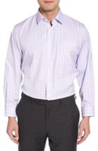 Men's Nordstrom Men's Shop Smartcare(tm) Traditional Fit Windowpane Dress Shirt .5 34/35 - Purple