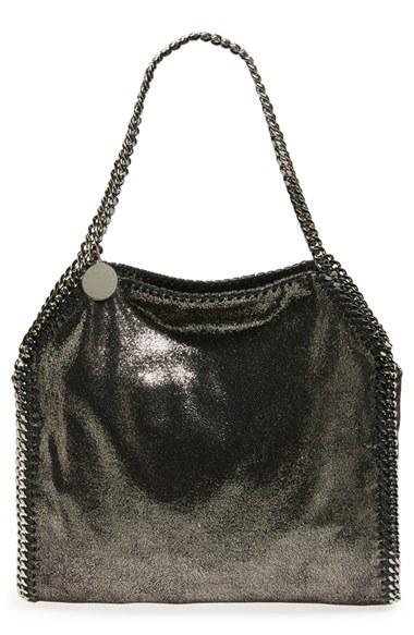 Stella Mccartney 'small Falabella' Faux Leather Tote - Metallic