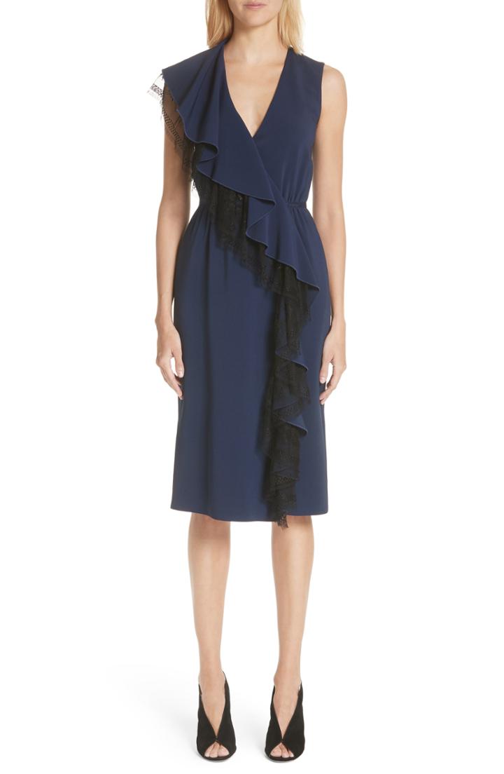 Women's Adam Lippes Lace Ruffle Cady Dress - Blue