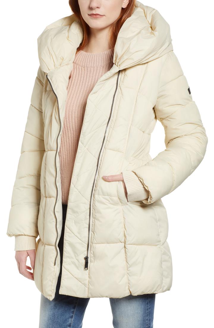 Women's Sam Edelman Pillow Collar Puffer Coat - Ivory