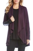 Women's Karen Kane Faux Leather Patch Fleece Knit Jacket - Purple