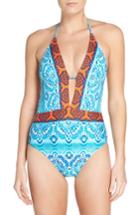 Women's La Blanca All In Mix Plunge One-piece Swimsuit - Blue