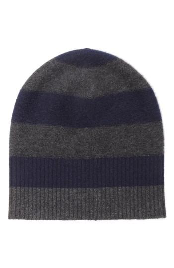 Women's Vince Stripe Cashmere Beanie, Size - Blue