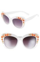 Women's Leith 52mm Embellished Square Sunglasses - White/ Black