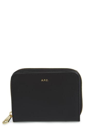 Women's A.p.c. Compact Leather Wallet - Black