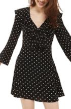 Women's Topshop Polka Dot Ruffle Minidress Us (fits Like 2-4) - Black