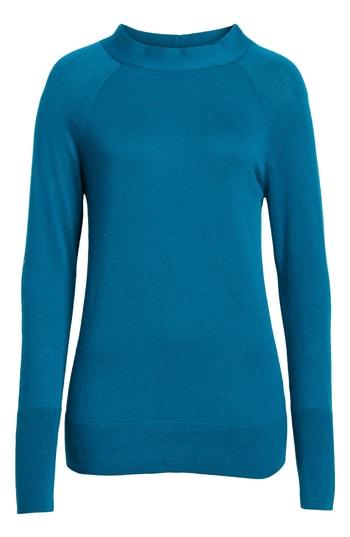 Women's Halogen Tie Neck Sweater, Size - Blue/green