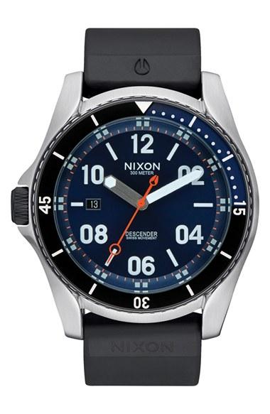 Men's Nixon 'descender' Silicone Strap Watch, 45mm