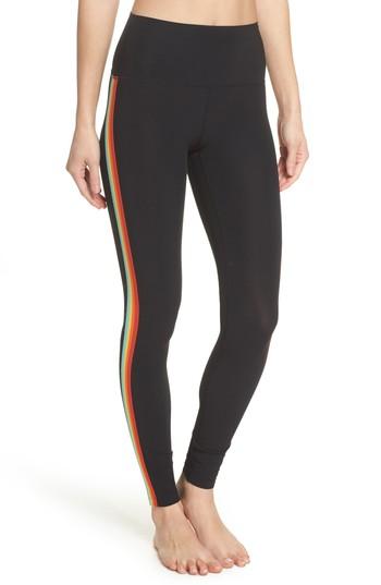 Women's Spiritual Gangster Rainbow Stripe Leggings - Black