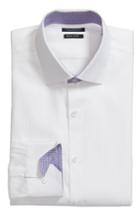 Men's Tailorbyrd Becker Trim Fit Stripe Dress Shirt - 34/35 - White