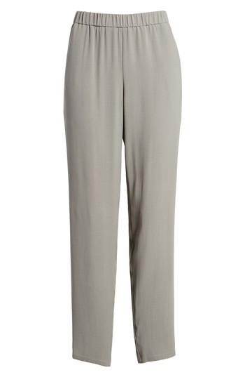 Women's Eileen Fisher Slouchy Silk Crepe Ankle Pants, Size - Grey