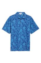 Men's Peter Millar Crown Floral Cotton & Silk Polo Shirt, Size - Blue