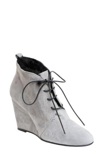 Women's Ukies Maureen Genuine Shearling Lined Wedge Bootie .5 M - Grey
