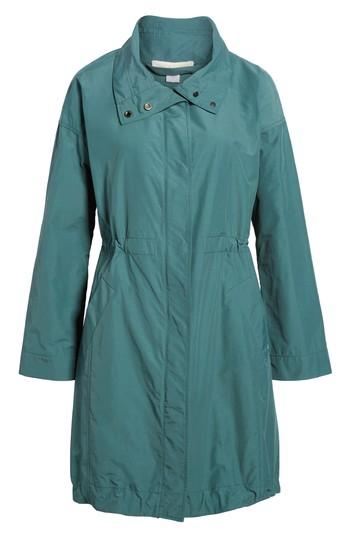Women's Eileen Fisher High Collar Long Jacket - Blue/green