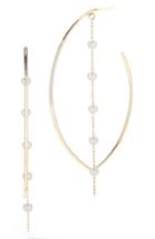 Women's Mizuki Linear Genuine Pearl Chain Marquise Hoop Earrings