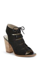 Women's Hinge 'drea' Peep Toe Leather Sandal M - Black