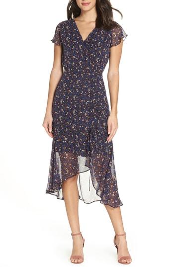 Women's Sam Edelman Ditzy Print Ruched Midi Dress - Purple
