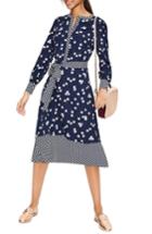 Women's Boden Hanky Hem Pattern Mix Dress - Blue