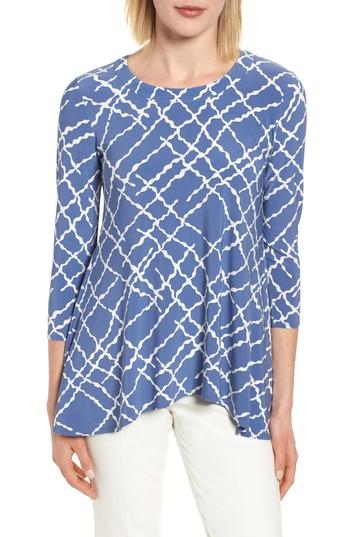 Women's Anne Klein Squiggle Print High/low Top, Size - Blue