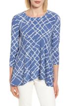 Women's Anne Klein Squiggle Print High/low Top, Size - Blue