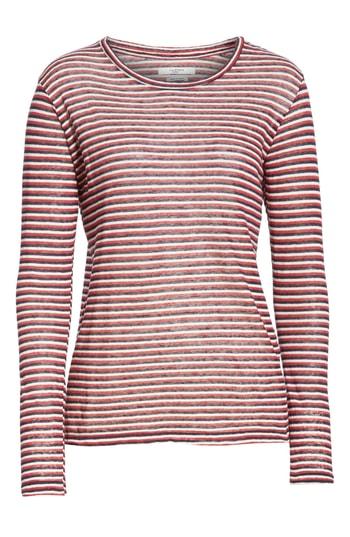 Women's Isabel Marant Etoile Kaaron Stripe Linen & Cotton Tee - Red