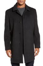 Men's Hart Schaffner Marx Turner Plaid Wool Blend Topcoat R - Black