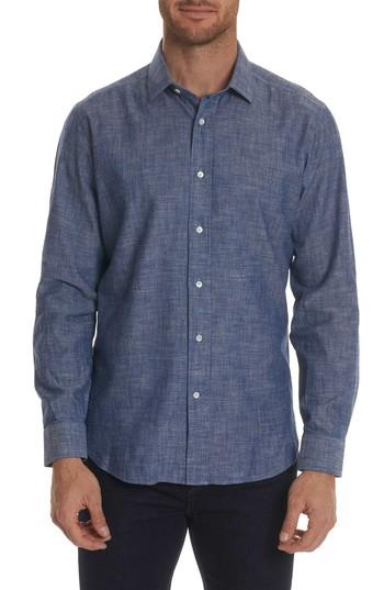 Men's Robert Graham Peperill Fit Sport Shirt, Size Medium - Blue