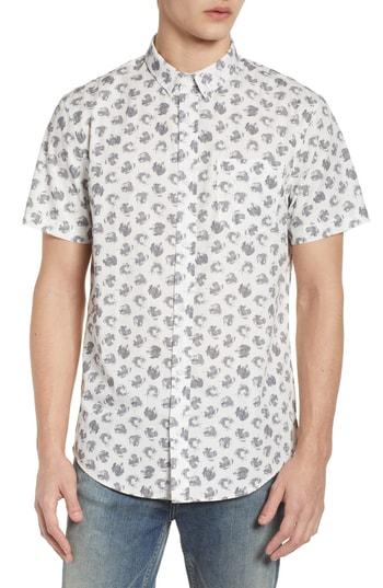 Men's The Rail Printed Cotton Poplin Shirt, Size - Grey