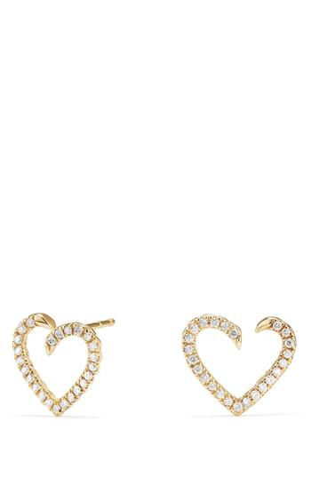 Women's David Yurman Heart Wrap Earrings With Diamonds In 18k Gold