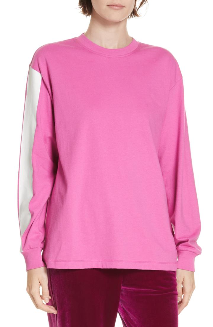 Women's Tibi Stripe Sleeve Tee - Pink
