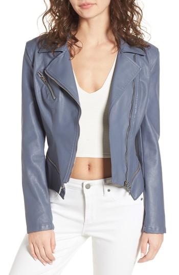 Women's Blanknyc Faux Leather Moto Jacket - Grey
