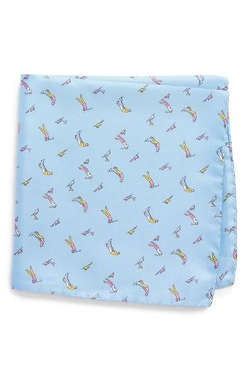 Men's Lazyjack Foreplay Silk Pocket Square, Size - Blue