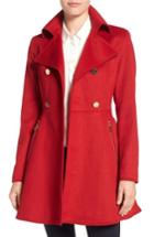 Petite Women's Laundry By Shelli Segal Double Breasted Fit & Flare Coat P - Red