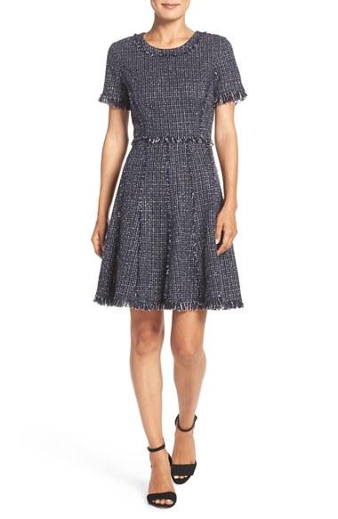 Women's Eliza J Tweed Fit & Flare Dress